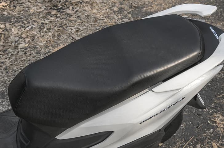 Dio-sourced seat on the Grazia is roomy, but could offer more comfort.