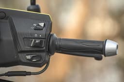 Engine-kill switch on the Ntorq a great addition; note oddly tiny switchgear, though. 