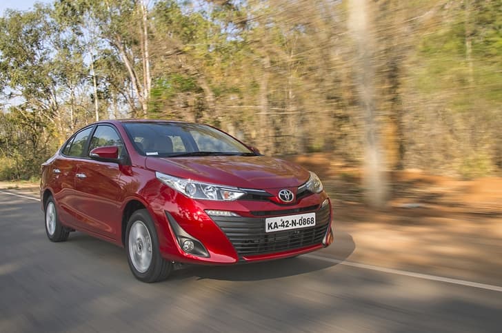 Toyota Yaris has a slightly stiff suspension that allows it to take bad roads in its stride. 