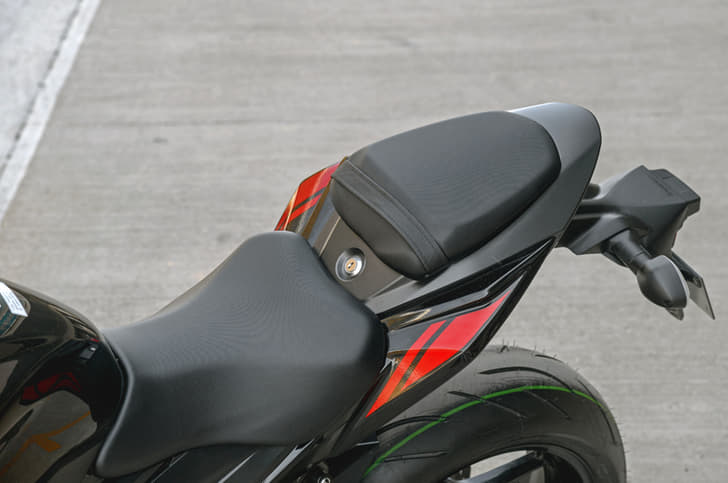 Wide seat is comfortable for the rider.