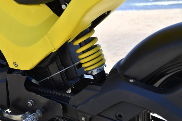Monoshock suspension is same as the donor bike. Monoshock suspension is same as the donor bike.