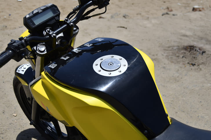 Fuel tank capacity has been reduced to 5 litres to accommodate the batteries. 