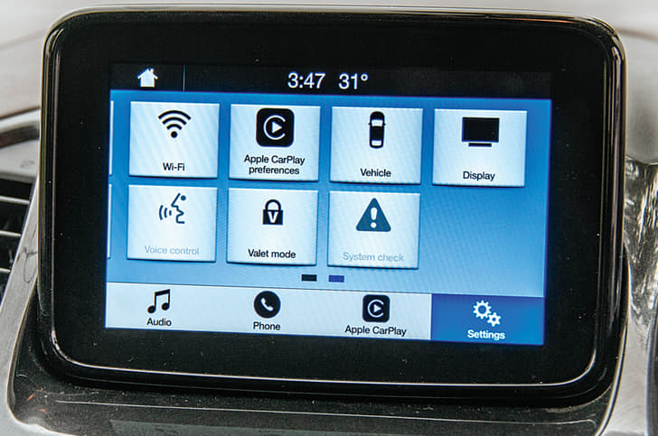 Pop-up type placement of the touchscreen goes well with the overall design of the Freestyle. Touchscreen is very easy to use and sound quality from the speakers is excellent.