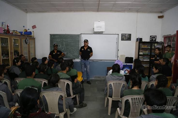 The Indian Navy also organised interactions with students from various schools and people on the route. The Indian Navy also organised interactions with students from various schools and people on the route.