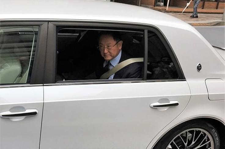 Toyota CEO Akio Toyoda in the Century GRMN. Toyota CEO Akio Toyoda in the Century GRMN.