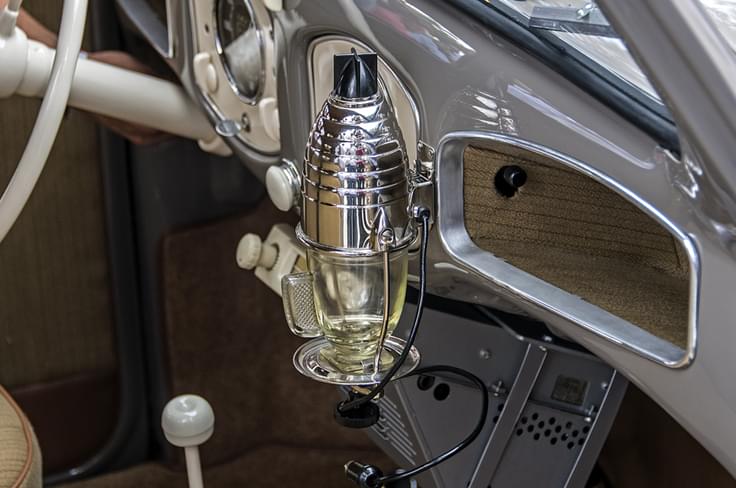 It even comes with its very own dash-mounted coffee maker, which runs off of a six-volt power outlet. It even comes with its very own dash-mounted coffee maker, which runs off of a six-volt power outlet.