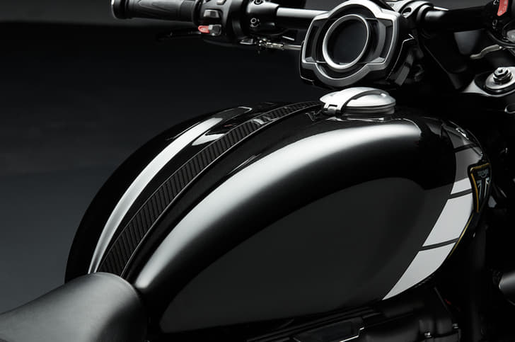 Carbon fibre inlays on the tank.