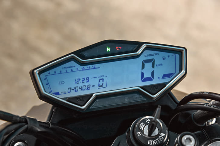 CFMoto 650NK instrument cluster.