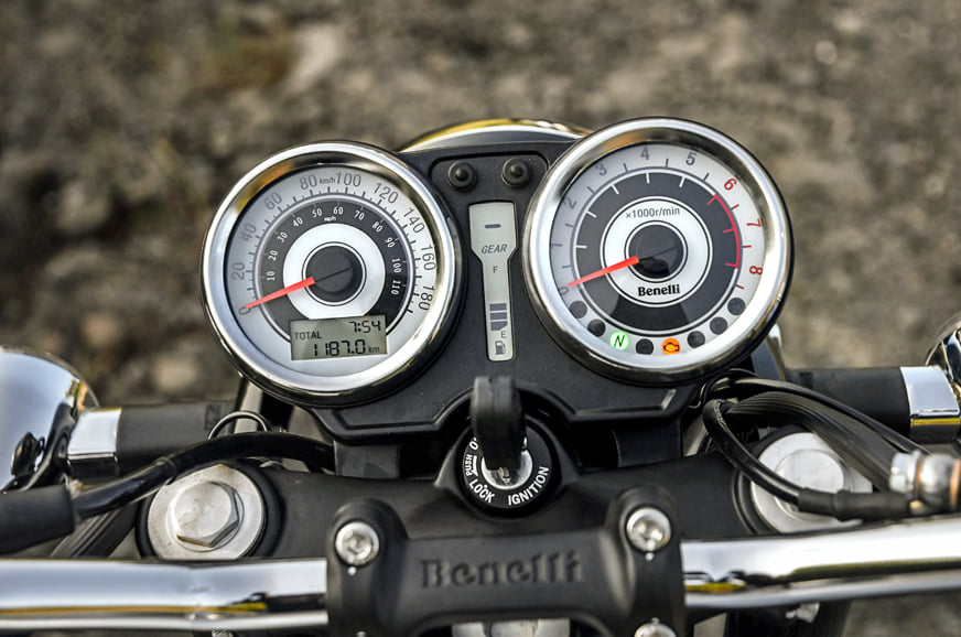 The instrumentation has a gear position indicator and digital fuel gauge.