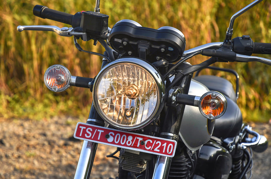 The round headlight is a halogen-bulb powered unit.