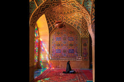 Pink mosque at Shiraz known for its stained glass.