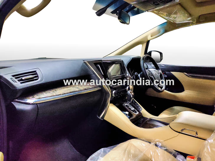 Beige and black interior theme for India-spec Vellfire.