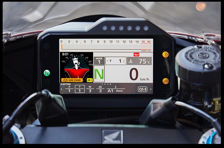 New 5-inch TFT dash offers loads of information including lean angle sensors New 5-inch TFT dash offers loads of information including lean angle sensors