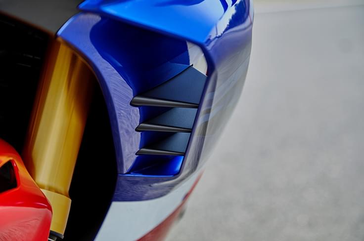 Aerodynamic winglets are said create as much downforce as the 2018 RC2013V MotoGP bike Aerodynamic winglets are said create as much downforce as the 2018 RC2013V MotoGP bike