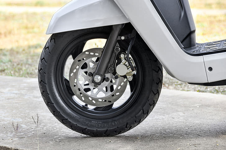 Front disc brake on the iQube.