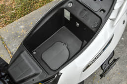 Underseat storage on the iQube.