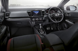 Dashboard too borrowed straight from the City sedan. Red-highlights unique to the RS model.