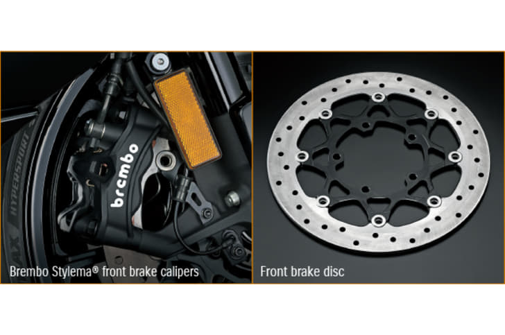 The new Busa gets Brembo Stylema calipers with 320mm discs at the front.