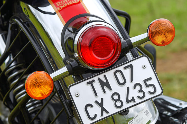 Simple tail-light and number plate assembly looks neat.