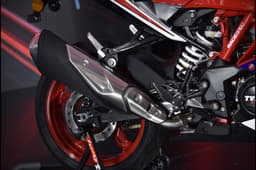 The exhaust muffler has been redesigned and placed higher up to offer more cornering clearance and a sportier exhaust note.