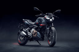 The Pulsar N250 has an aggressive front-end with a prominent LED headlight.