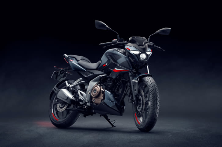 The Pulsar N250 has an aggressive front-end with a prominent LED headlight.