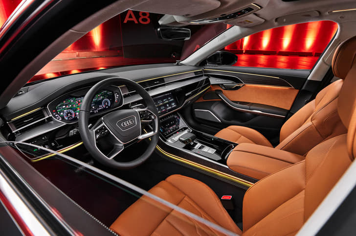 Audi A8L facelift interior front view.