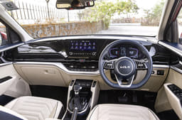 High-quality interior gets a dual-tone navy blue and cream upholstery.