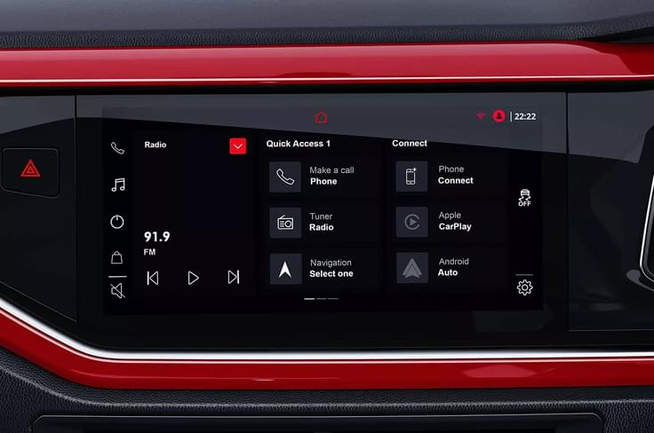 10-inch touchscreen display with Android Auto and wireless phone connect on the 2022 VW Virtus. 10-inch touchscreen display with Android Auto and wireless phone connect on the 2022 VW Virtus.