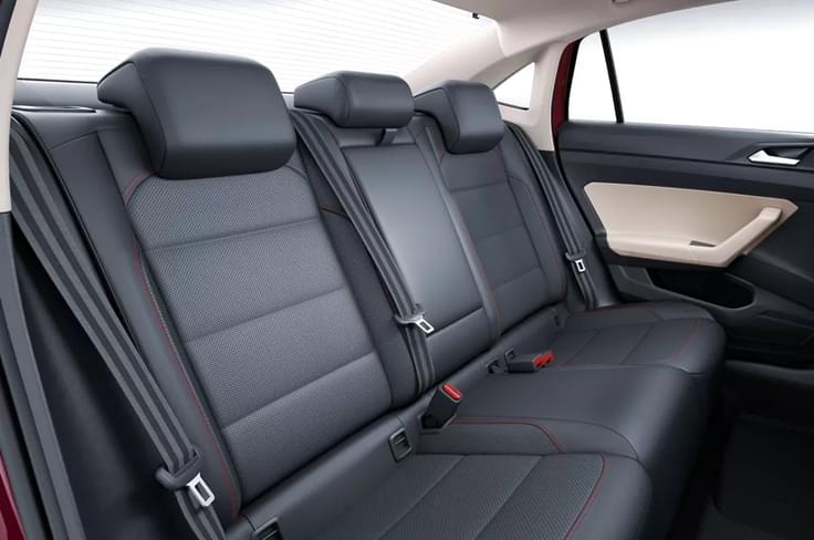 The rear seat on the 2022 VW Virtus. The rear seat on the 2022 VW Virtus.