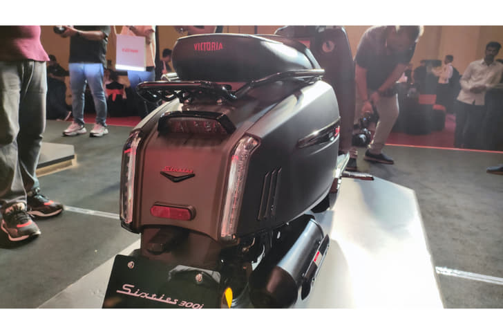 Straight lines dominate the boxy look of the tail section on the Sixties 300i.