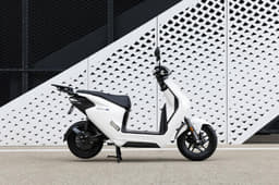 It has a 12-inch front wheel, a front disc brake and a telescopic front fork. 