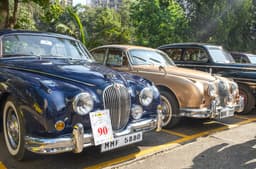 The impossibly iconic and swoopy lines of the Jaguar Mark II.