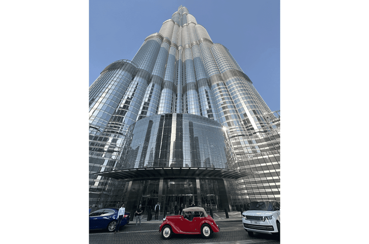 Lalprai with iconic Burj khalifa.