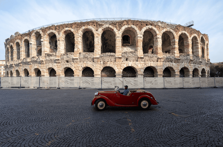 Driving past the Colosseum, but this is the one in Verona.