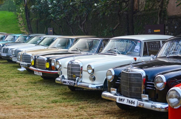 Every generation of classic E-Class on display.