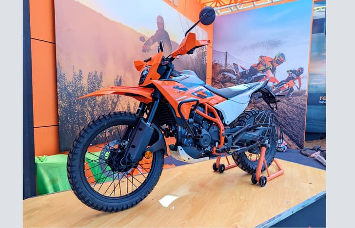 The 390 Enduro R was also shown and it runs on 21/18-inch wire-spoke wheels.