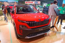 Skoda Kylaq Monte Carlo on display at Auto Expo 2025. 