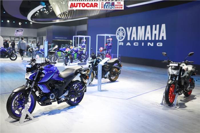 Yamaha has showcased its hybrid two wheeler range at the Auto Expo 2025.