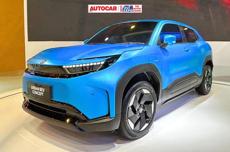 Toyota Urban Cruiser EV concept is based on the e Vitara; both models will be made alongside in Gujarat. Toyota Urban Cruiser EV concept is based on the e Vitara; both models will be made alongside in Gujarat.