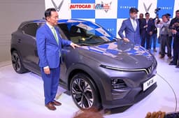 Vinfast VF 6 was showcased at the Auto Expo 2025. The Vietnamese brand will announce its price later this year.