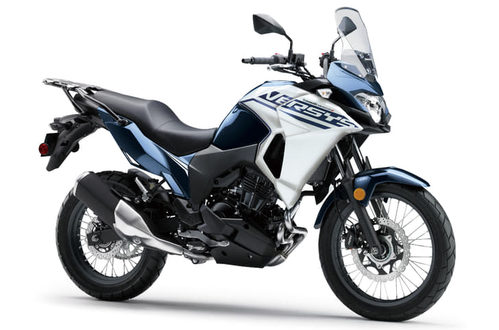 It rolls on a 19-inch front and 17-inch rear spoked wheel setup with tubed tyres