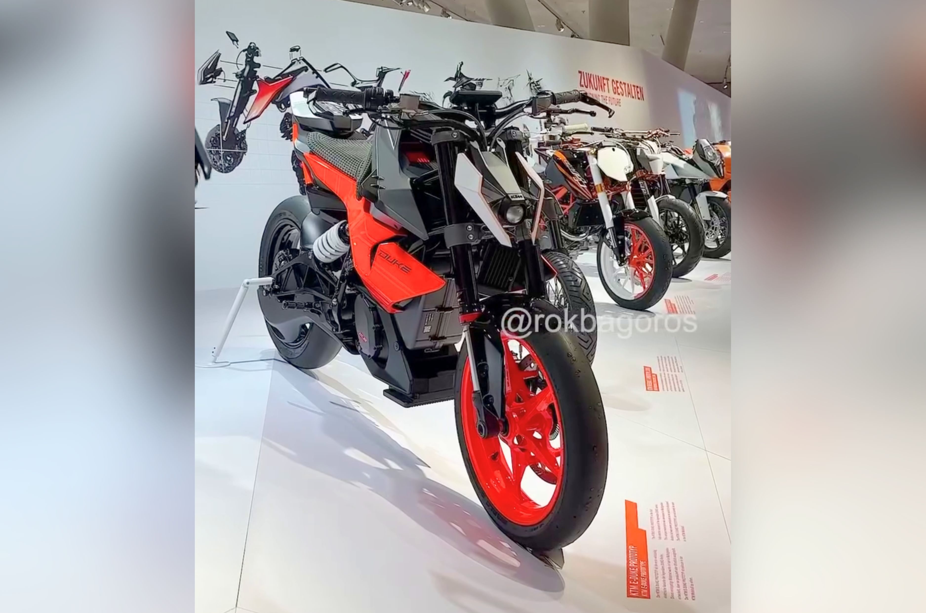 KTM has displayed a prototype of an electric Duke at its headquarters in Austria.