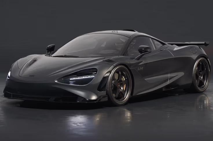 A Grey McLaren 750S Le Mans Edition front left in a studio McLaren 750S Le Mans Edition front left grey