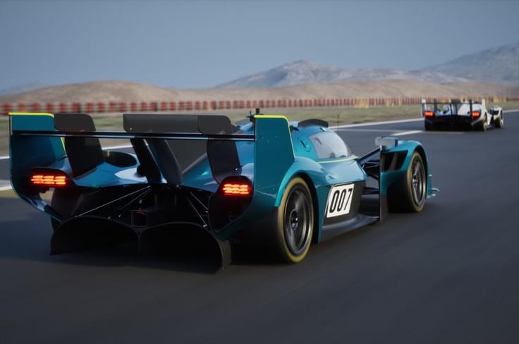 Aston Martin Valkyrie LM hypercar rear right driving on track Aston Martin Valkyrie LM hypercar rear driving