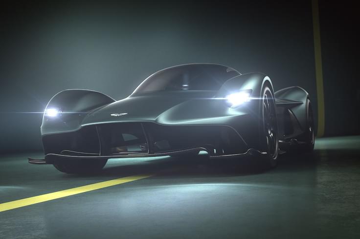 2017 Aston Martin Valkyrie hypercar front left in a studio Aston Martin Valkyrie hypercar in 2017