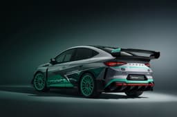 Skoda electric car concept Enyaq RS race rear left static