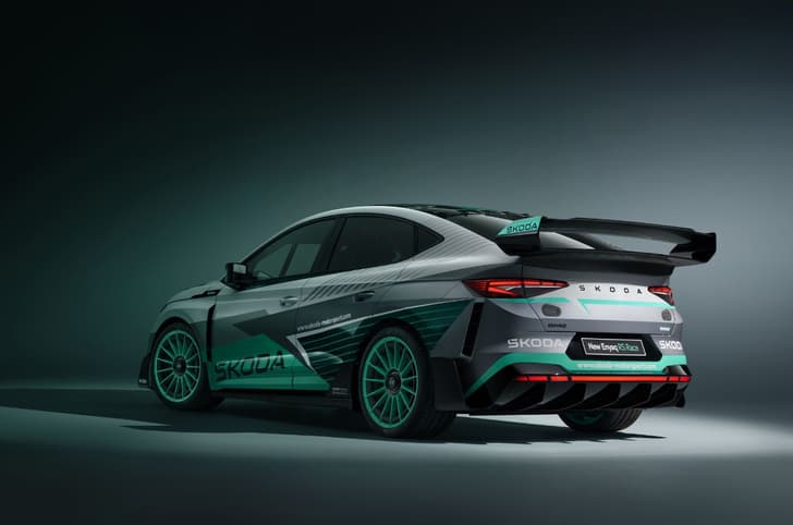 Skoda electric car concept Enyaq RS race rear left static