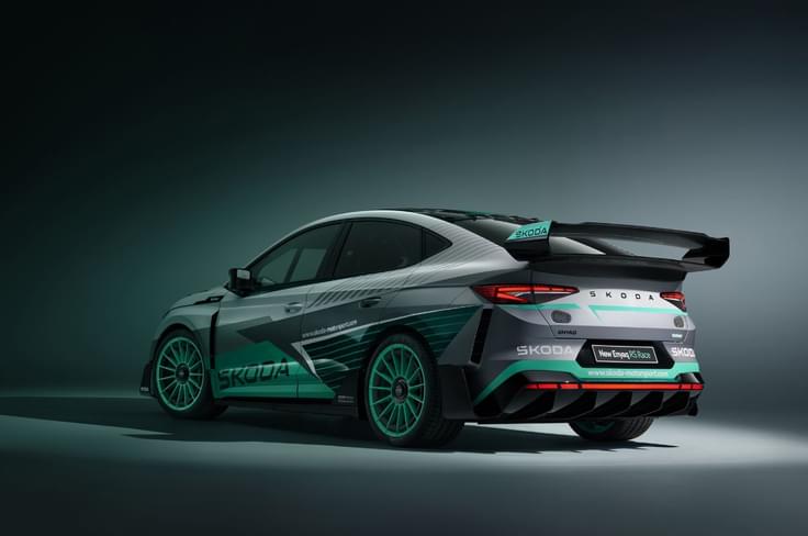 Skoda electric car concept Enyaq RS race rear left studio shot Skoda electric car concept Enyaq RS race rear left static