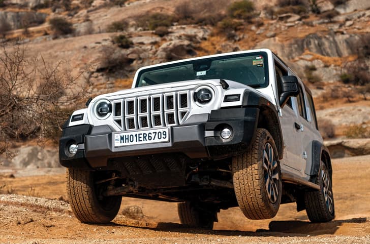 Mahindra Thar Roxx offroading exterior in the air